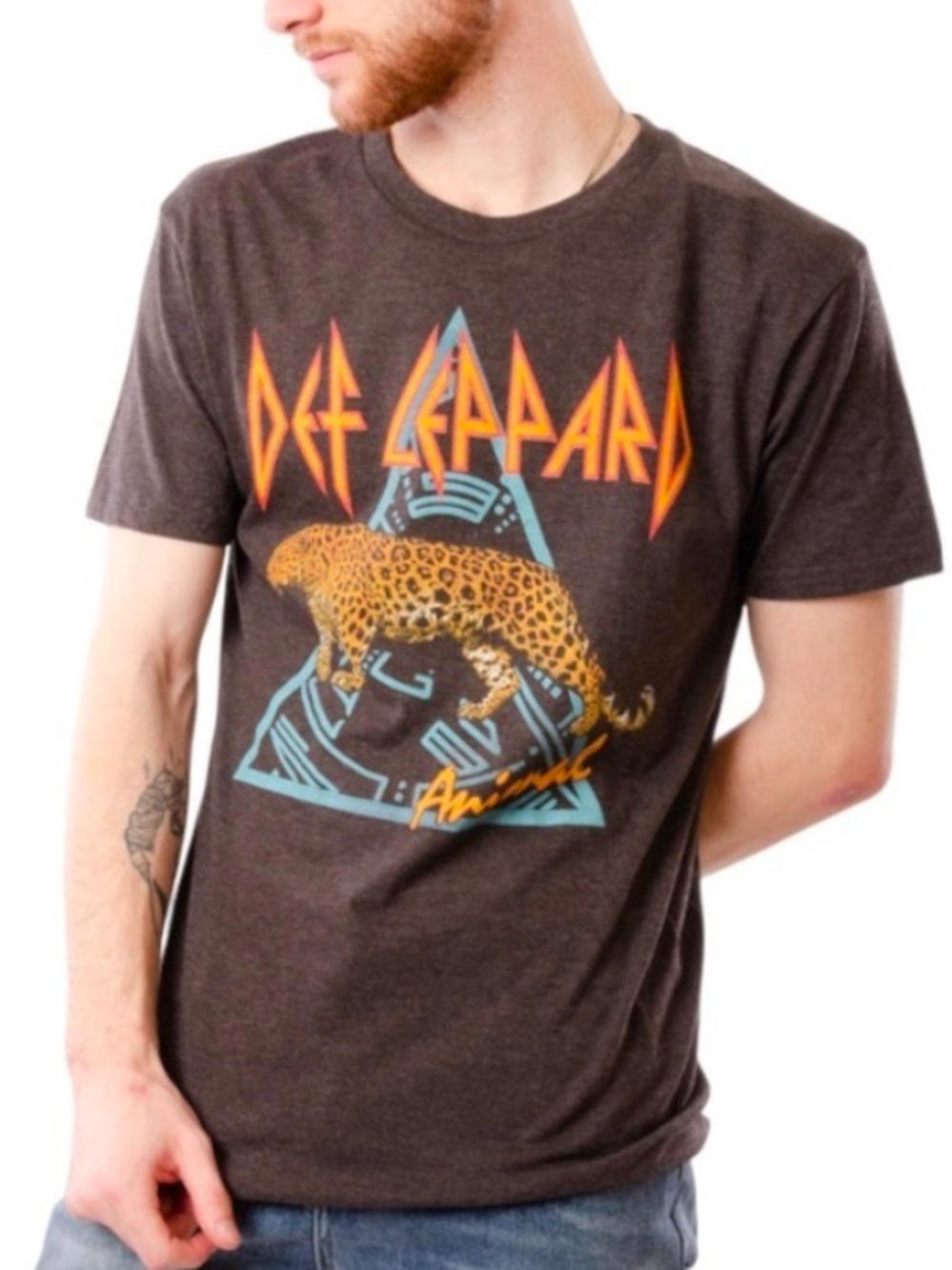 DEF LEPPARD Indie Sleaze Animal Album Graphic Band Tee Faded Grey Size M